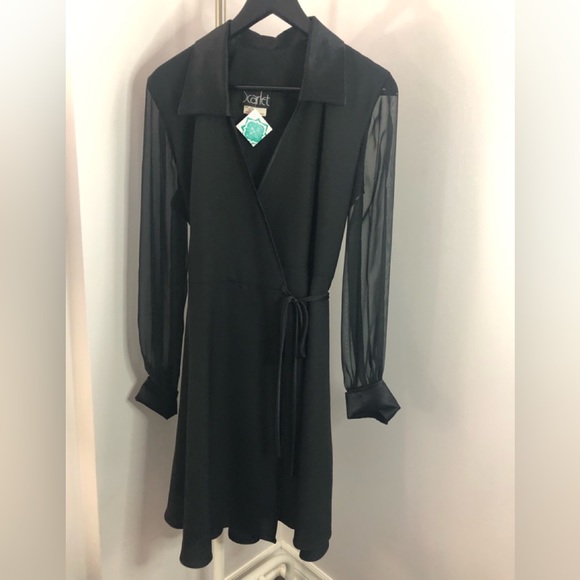 Vintage long sleeve black midi dress size 6 - Picture 1 of 8